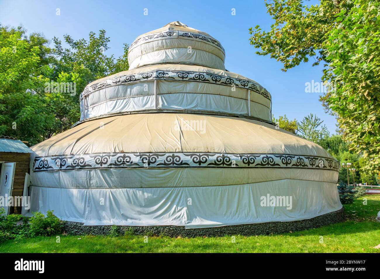 A large three-storey yurt outside the Osh Regional Museum in Osh Kyrgyzstan Stock Photo