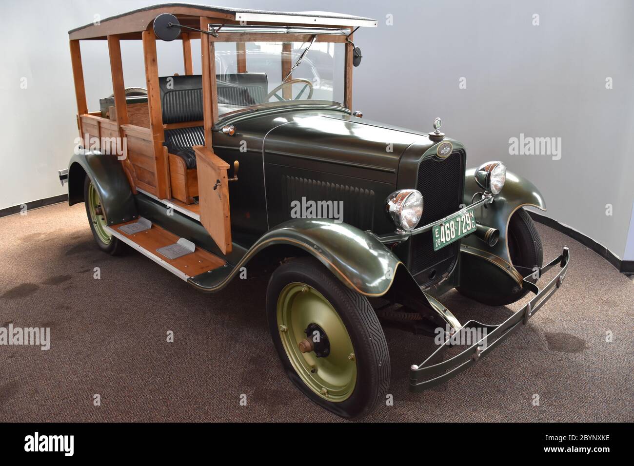 A 1928 Chevrolet Woodie on display at the North Carolina Transportation