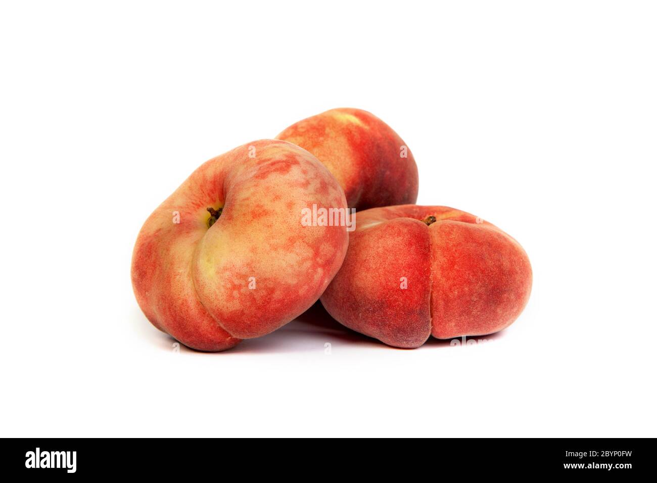 Three ripe fig peach on white Stock Photo