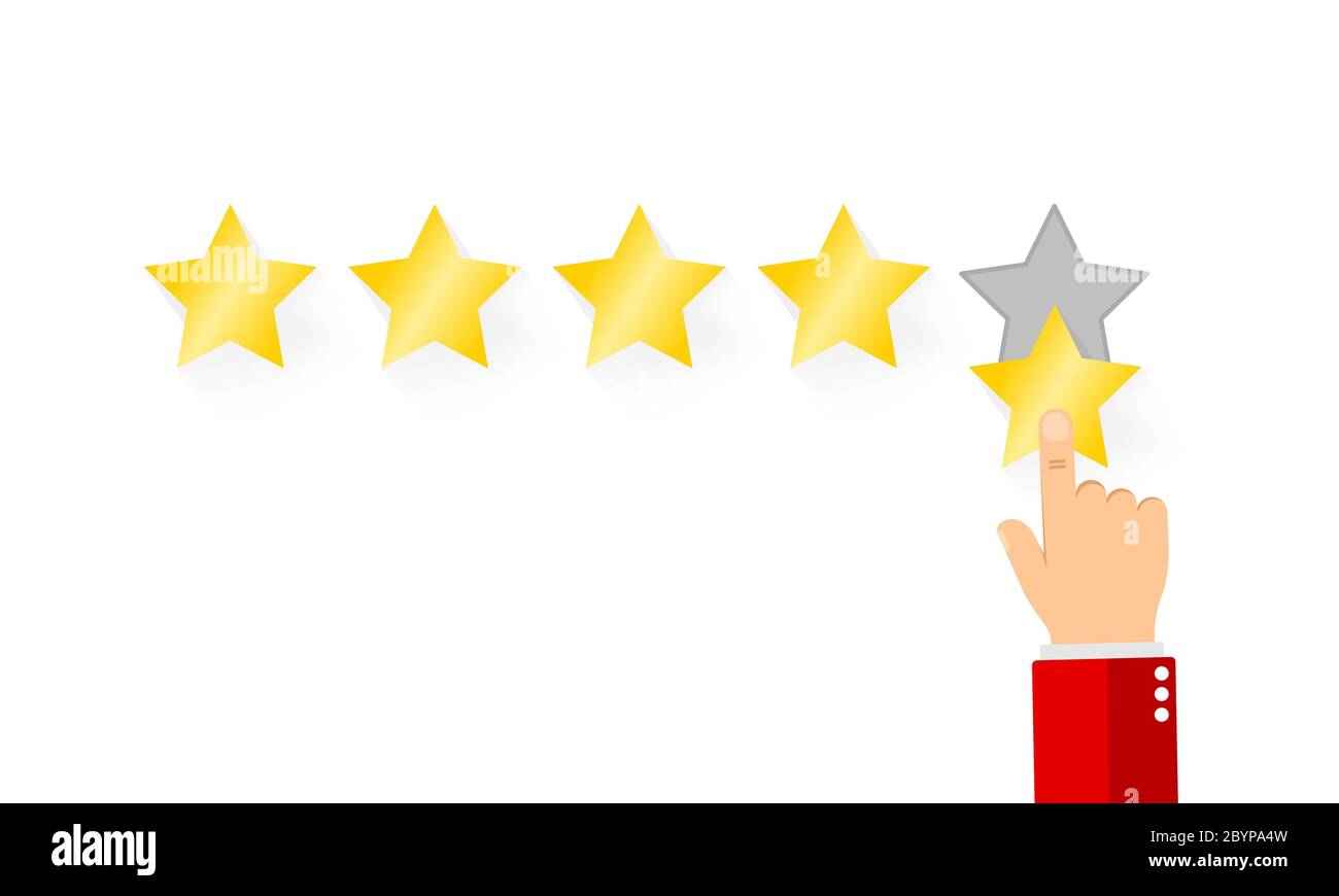 Pointing Hand And Five Stars Businessman Hand Giving Five Star Rating Customer Reviews User Feedback Concept Eps 10 Vector Stock Vector Image Art Alamy