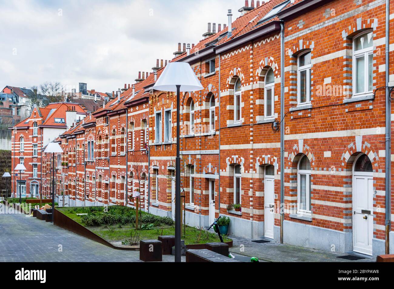 Terraced housing (former worker's housing) in Brussels, Belgium Stock