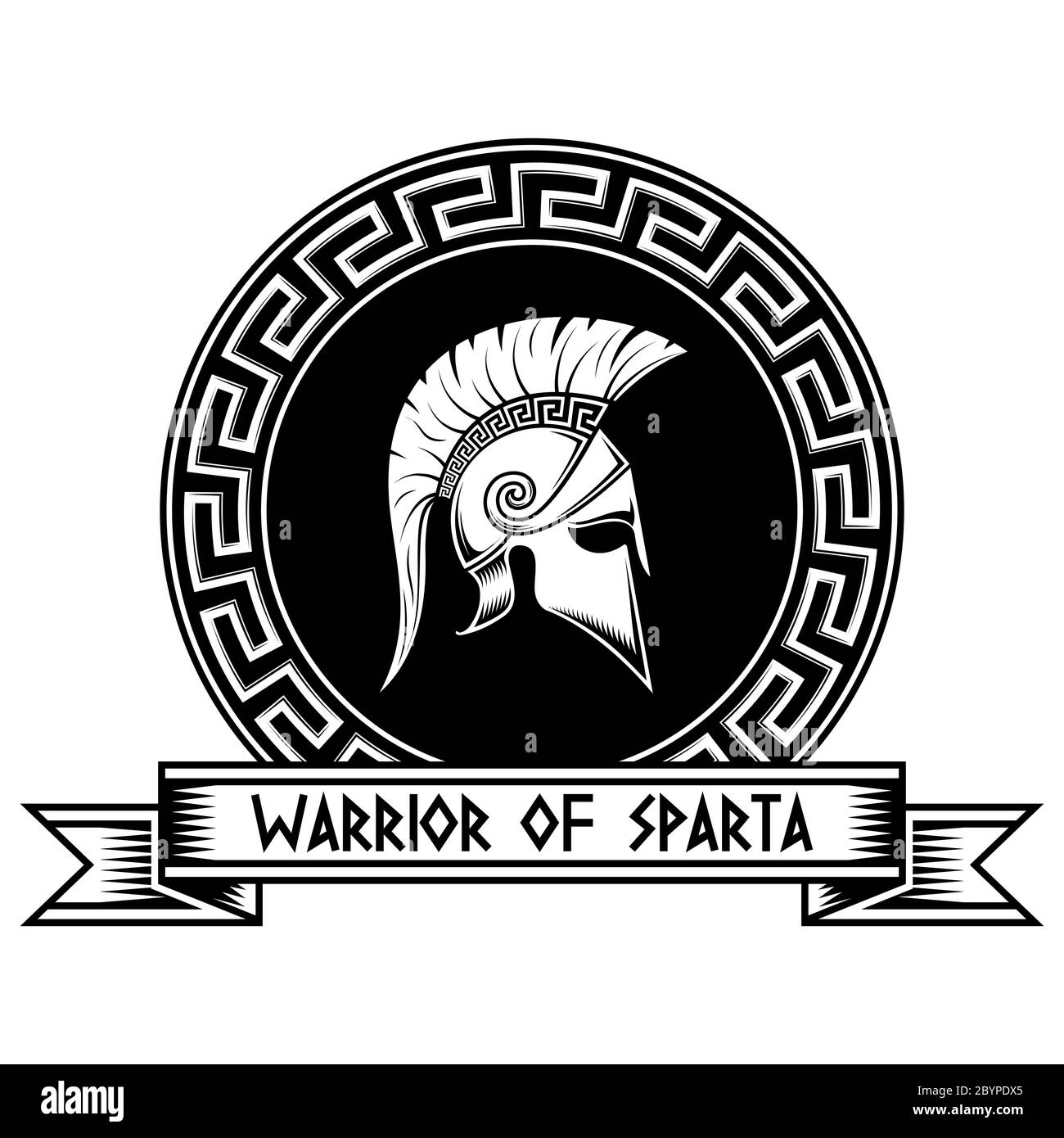 Warrior Of Sparta Spartan Helmet On The Shield Stock Vector Image