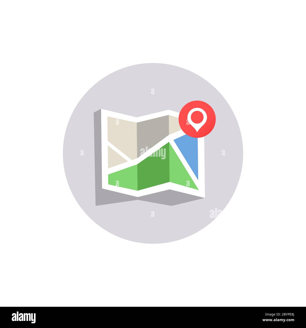 Map with pin. location icon on isolated white background. Eps 10 vector Stock Vector