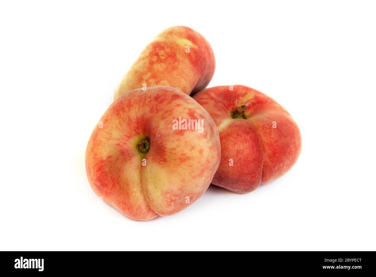 Three ripe fig peach on white Stock Photo