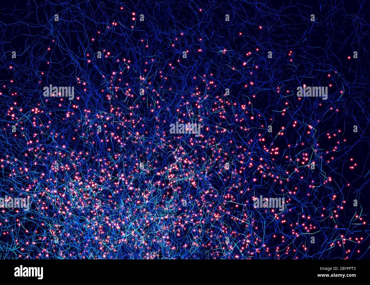 Finely structured network as in technology or biology, the Internet or neural connections - 3d illustration Stock Photo