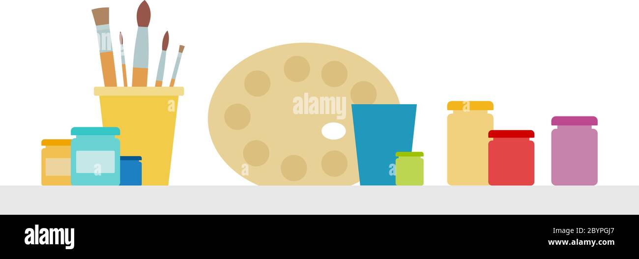 Art drawing set vector icon flat isolated illustration Stock Vector