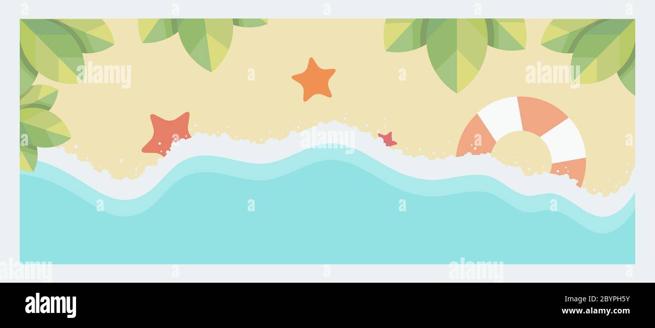 Sand beach and a sea wave vector flat illustration Stock Vector Image ...