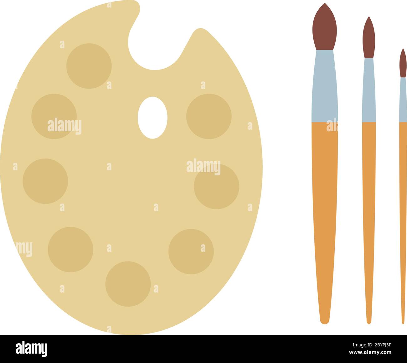 Art palette with brushes drawing set vector flat isolated Stock Vector