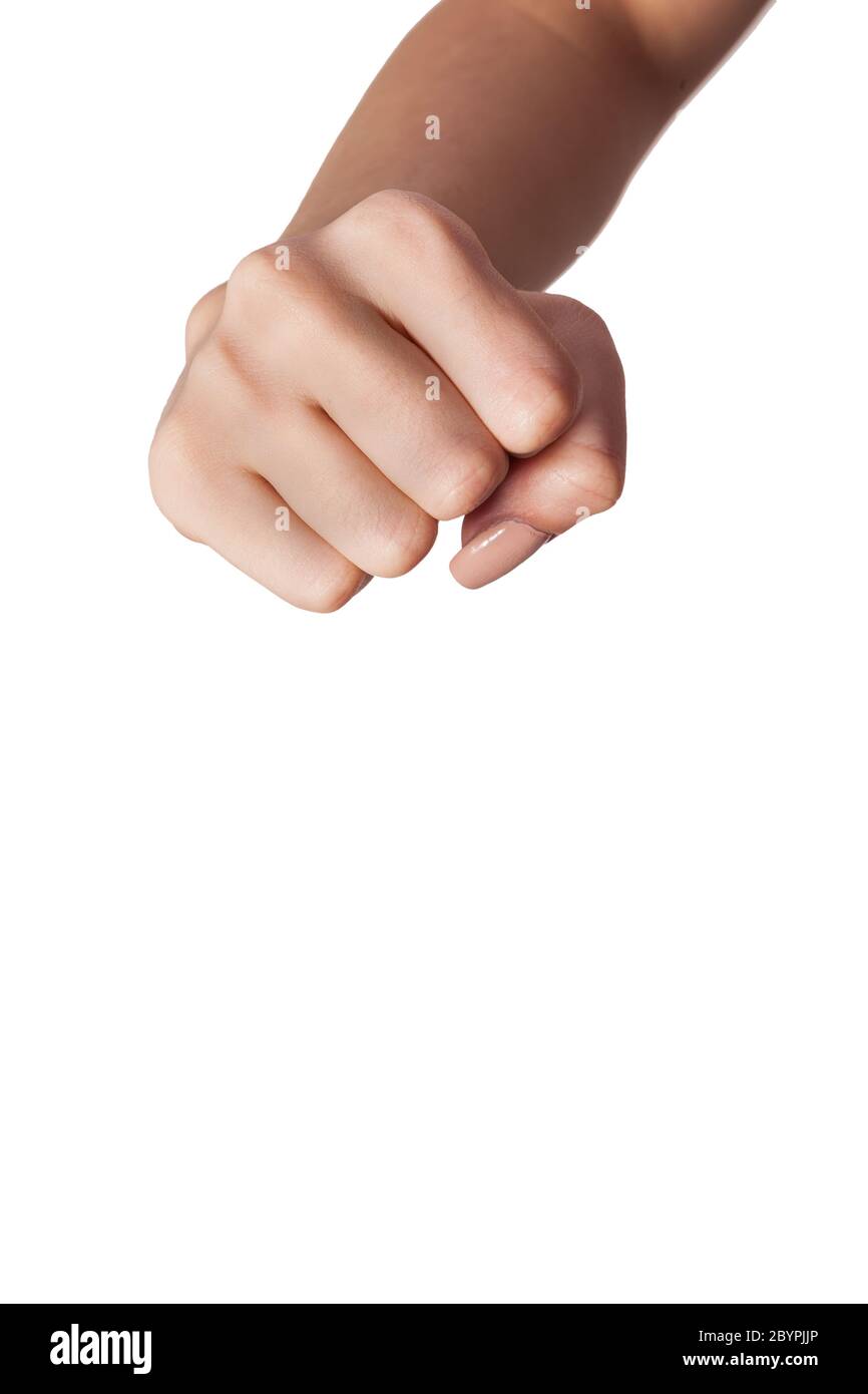 Female hand with a clenched fist isolated Stock Photo Alamy