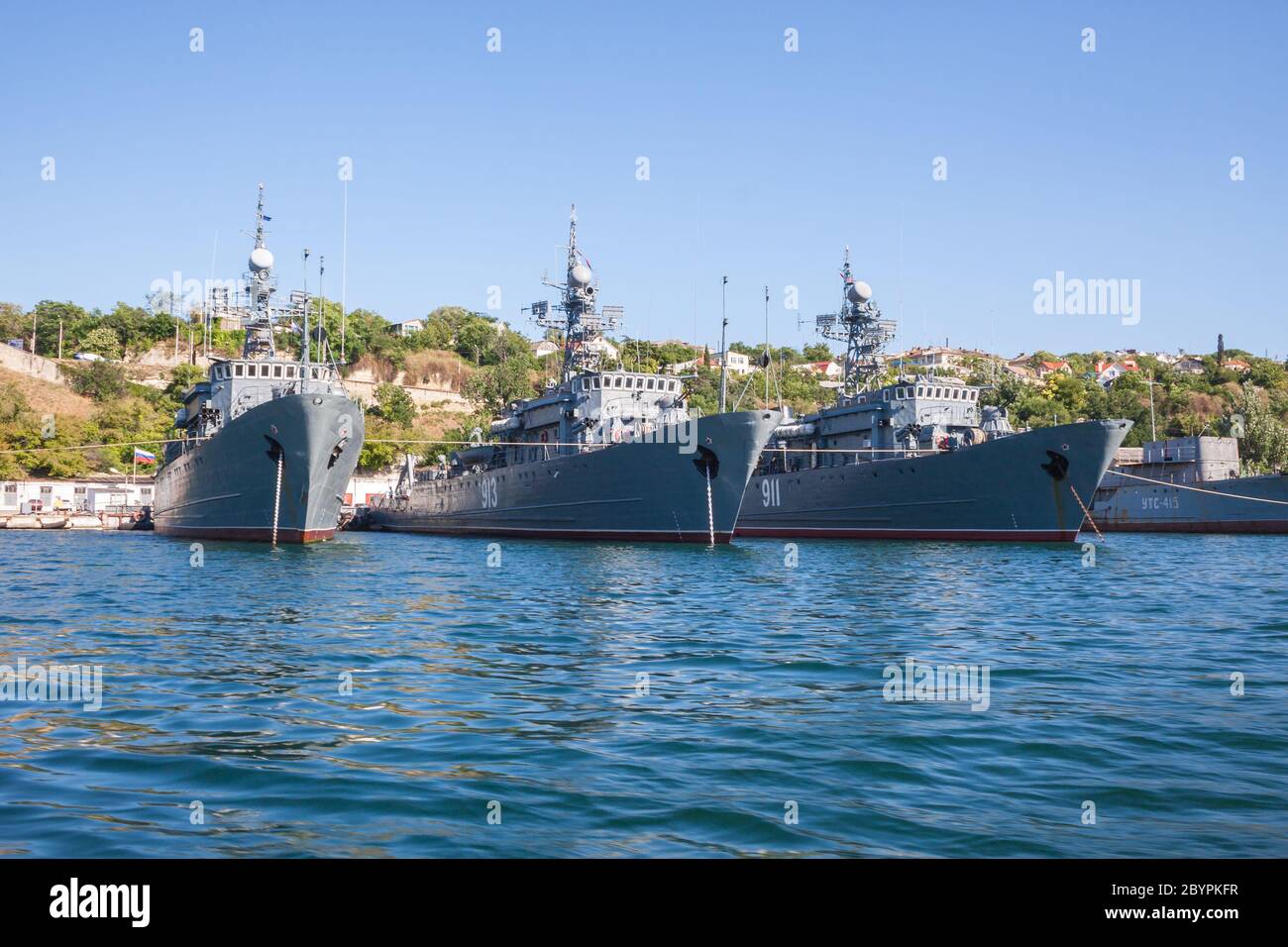 Russian warship in the Bay, Sevastopol, Crimea, Ukraine Stock Photo