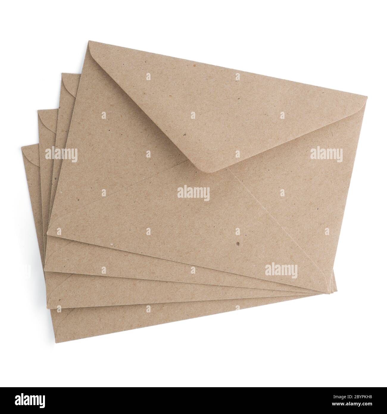 Recycled brown paper craft envelope isolated on white background Stock