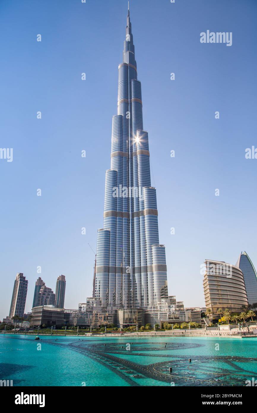 View on Burj Khalifa, Dubai, UAE, at night Stock Photo