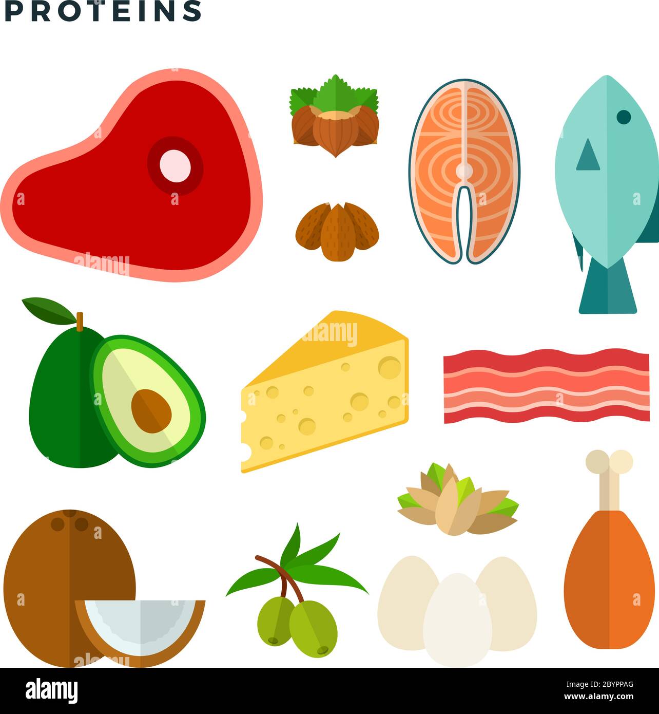 Foods high in protein vector flat isolated Stock Vector Image & Art - Alamy