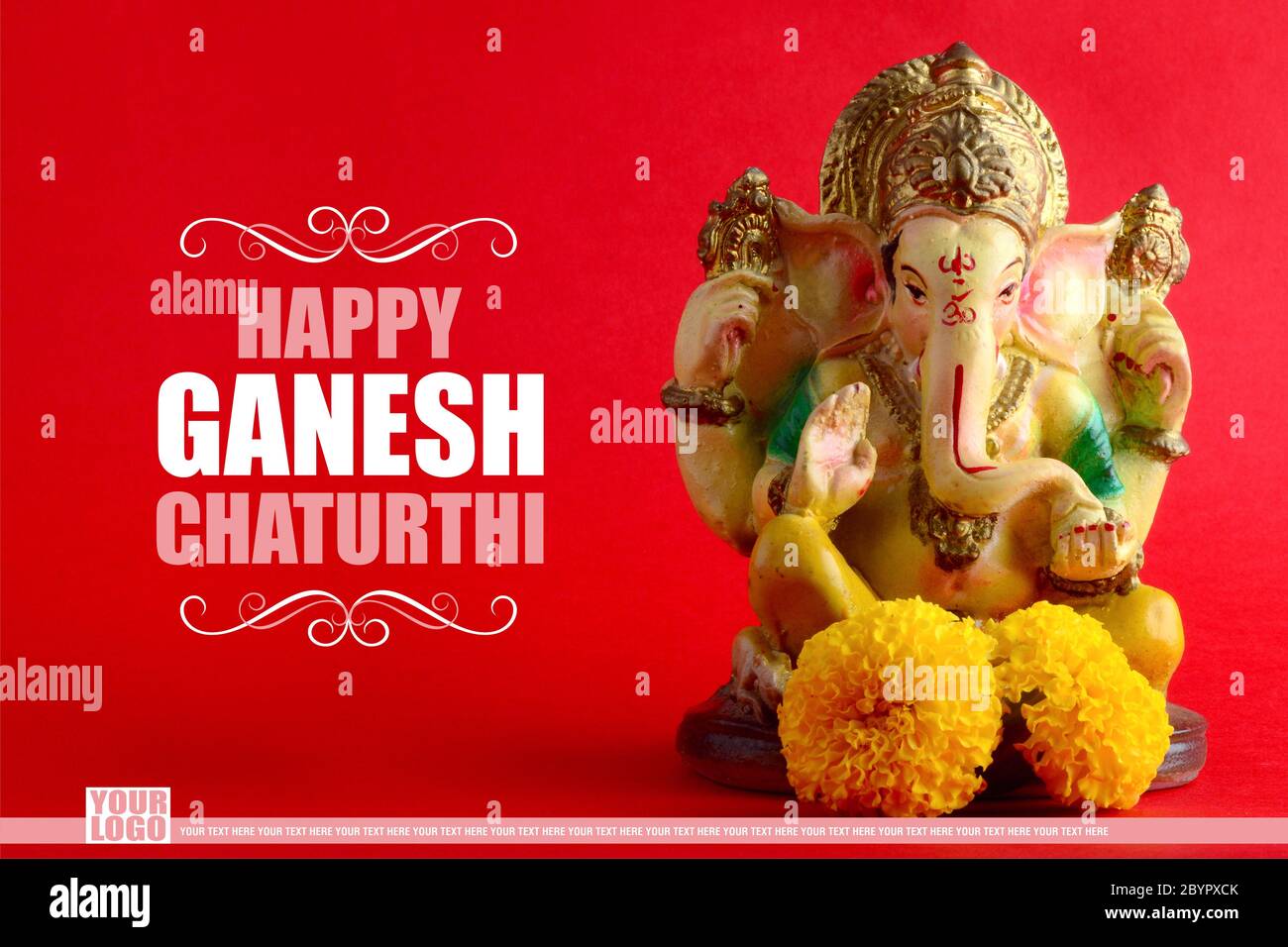 Happy Ganesh Chaturthi Greeting Card design with lord ganesha idol ...