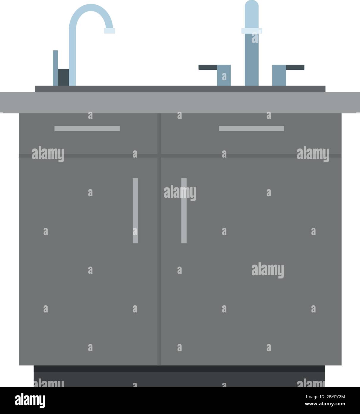 Kitchen cabinet with sink vector icon flat isolated illustration Stock Vector
