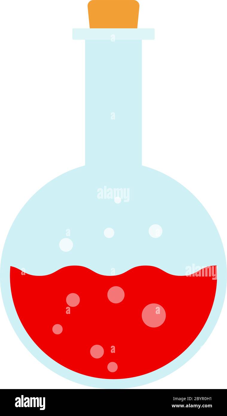Laboratory flask with red liquid vector icon flat isolated Stock Vector