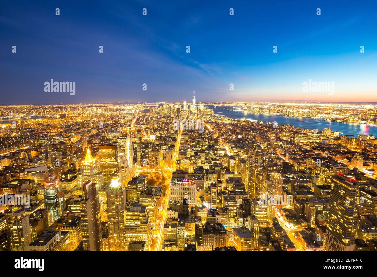New York City skyline dusk Stock Photo - Alamy