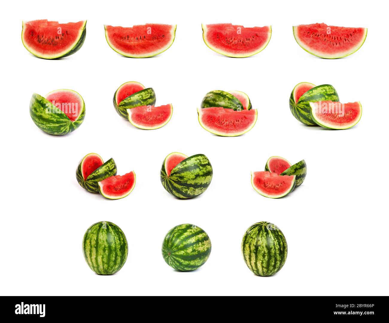 set of Watermelons isolated on white Stock Photo