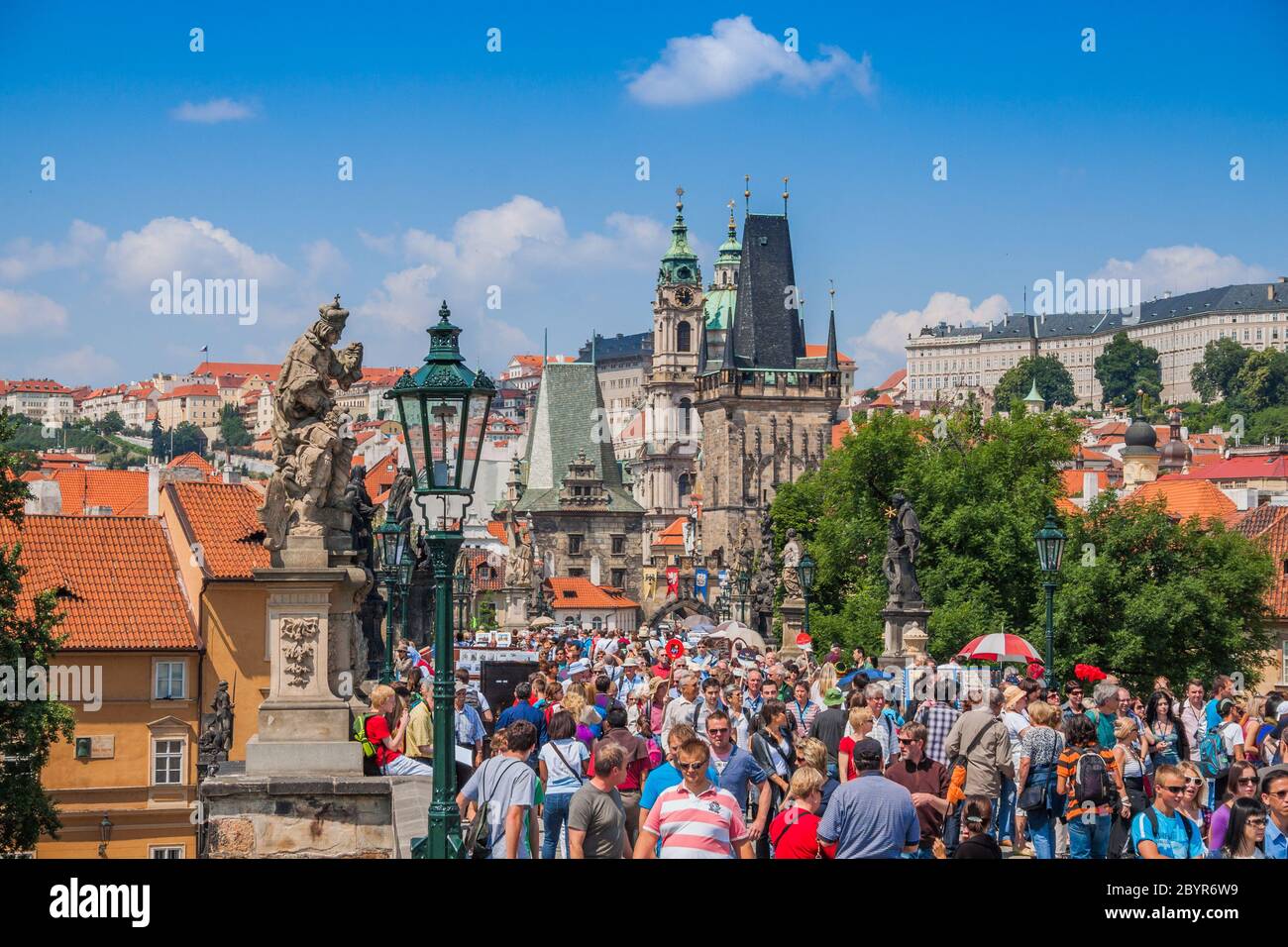 Karlov or charles bridge in Prague in summer Stock Photo