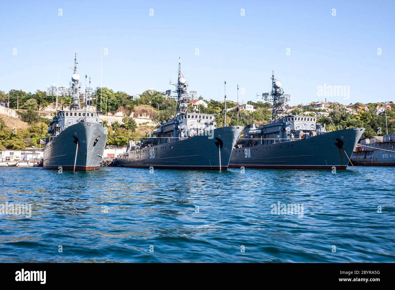 Russian warship in the Bay, Sevastopol, Crimea Stock Photo