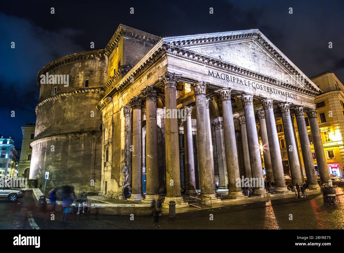 Pantheon at night, Rome, Italy Stock Photo
