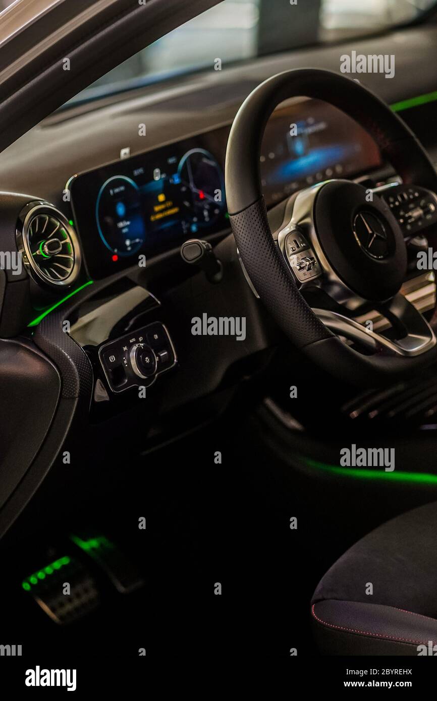 Bayonne France 27 May 2020 Mercedes Benz Class A Close Up Of The Dashboard Speedometer Tachometer Seats And Multifunction Steering Wheel Stock Photo Alamy Bayonne France 27 May 2020 Mercedes Benz Class A Close Up Of The Dashboard Speedometer Tachometer Seats And Multifunction Steering Wheel Stock Photo Alamy