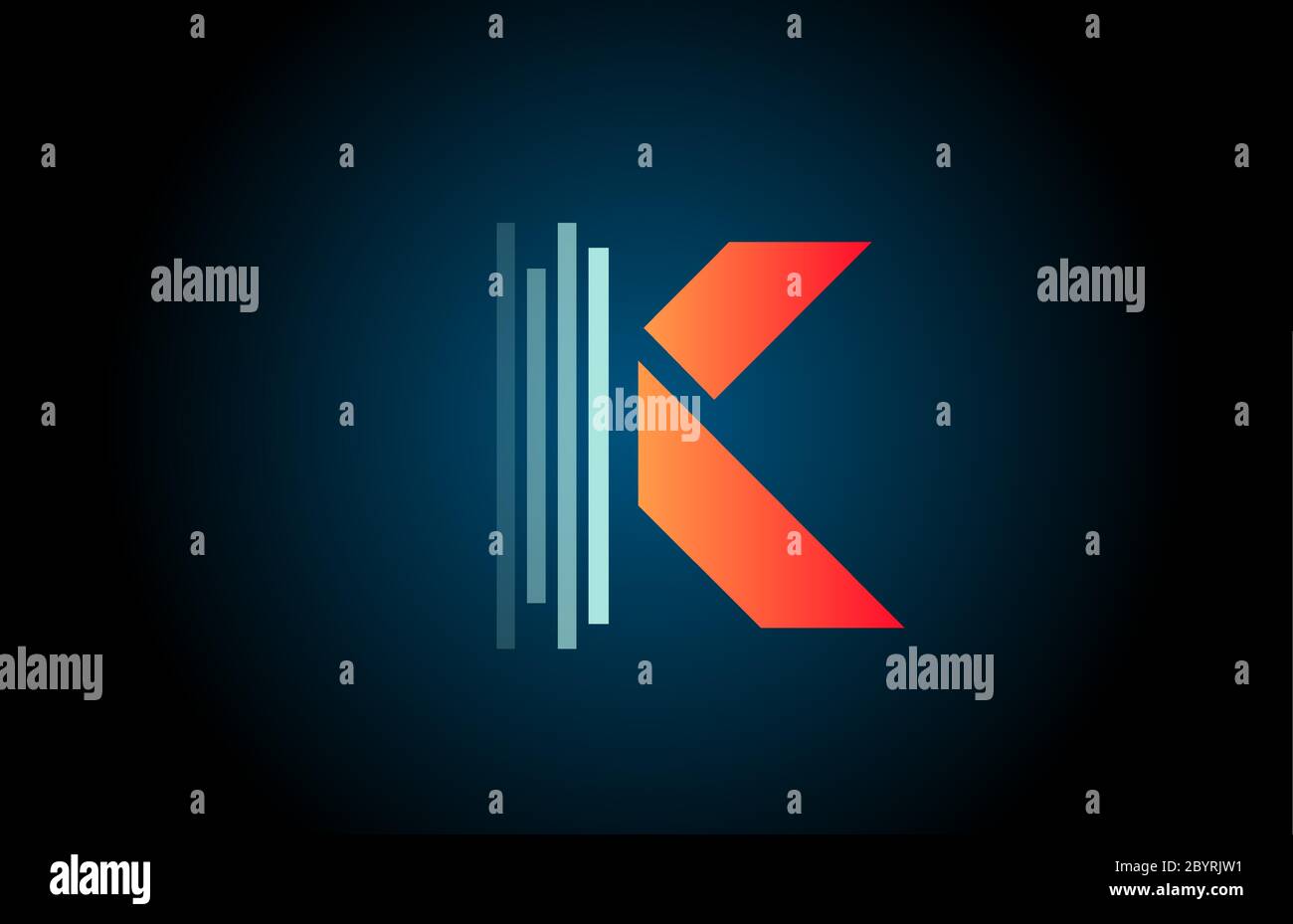 orange blue K alphabet letter logo icon for business and company with ...