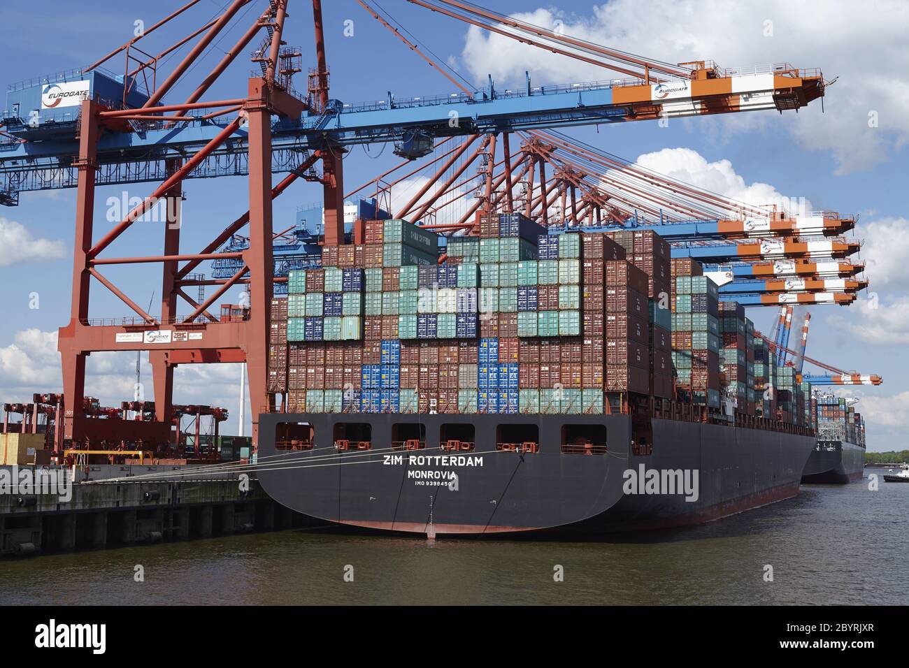 Container ship Zim Rotterdam in the port of Hamburg-Waltershof Stock Photo  - Alamy