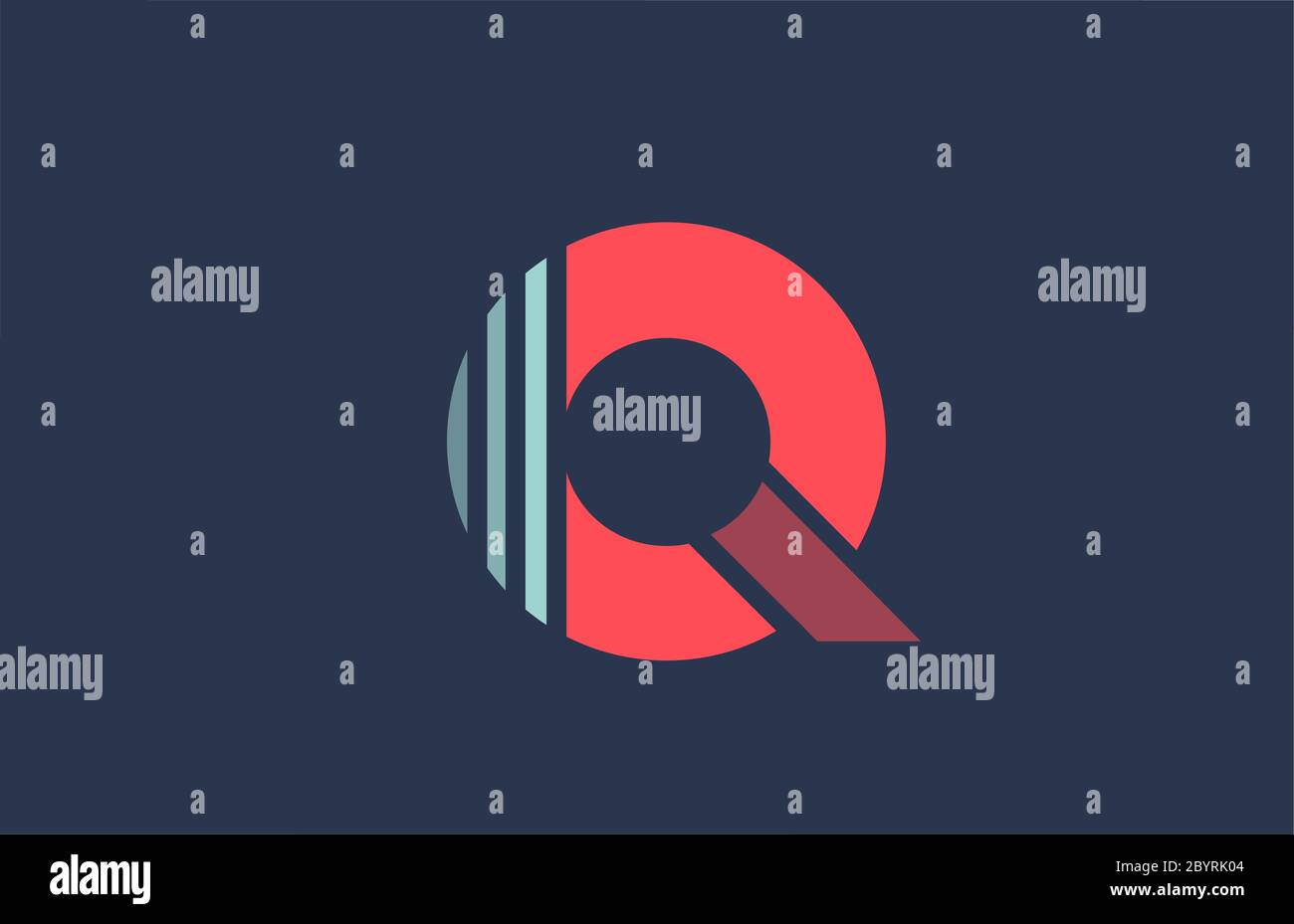 Q red blue alphabet letter logo icon for business and company with line ...
