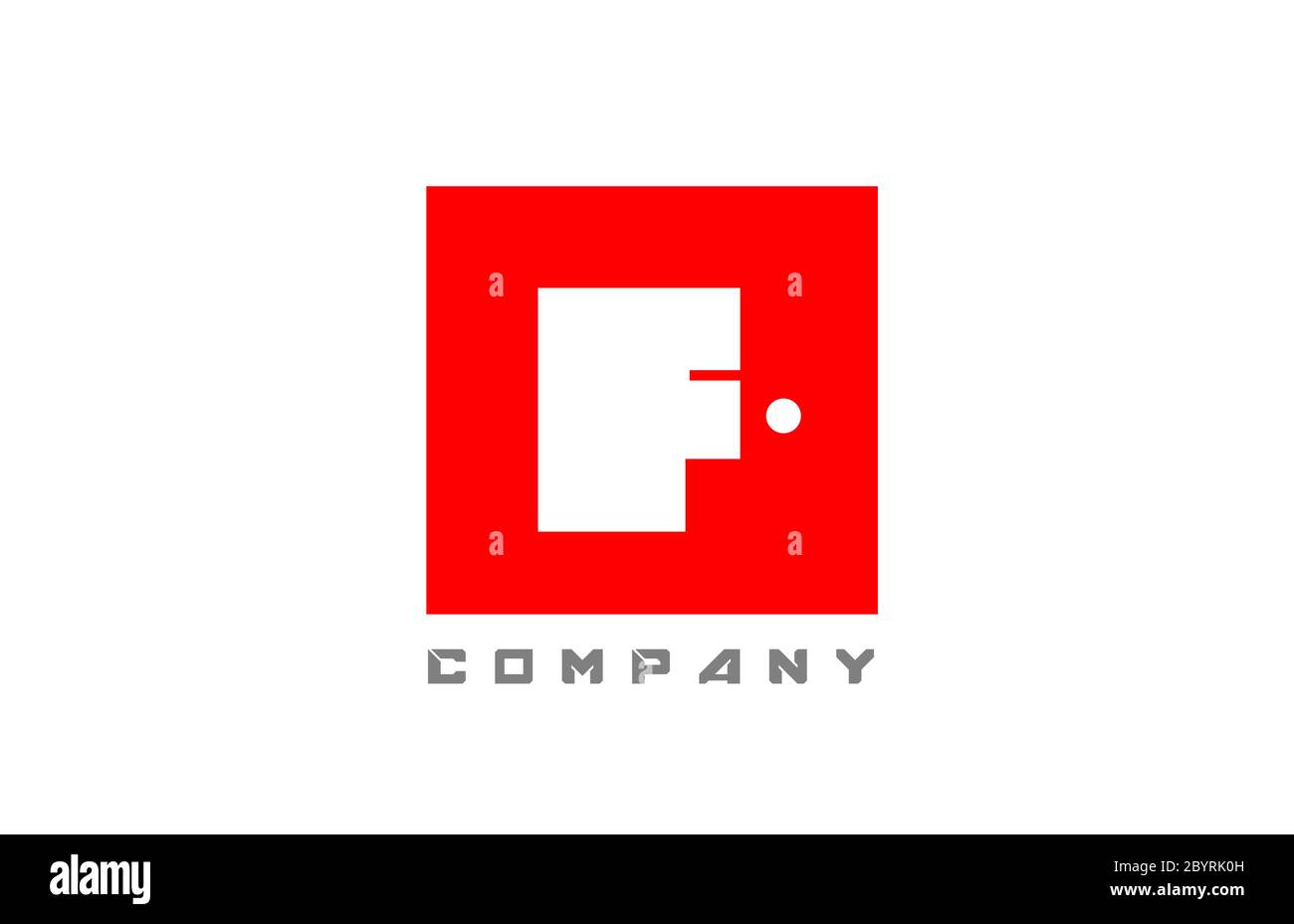 red white F alphabet letter logo icon for company and business with dot ...