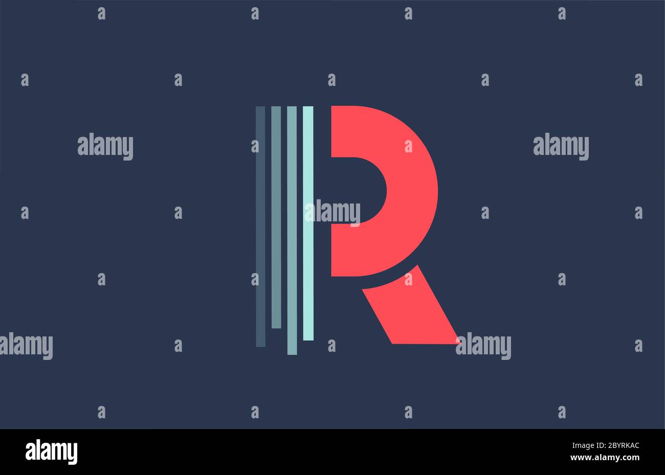 R red blue alphabet letter logo icon for business and company with line ...