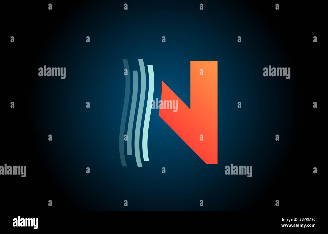 orange blue N alphabet letter logo icon for business and company with ...
