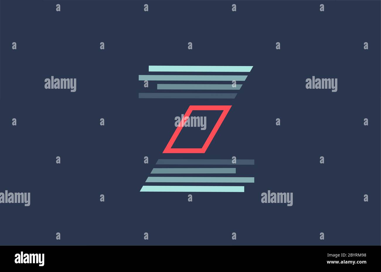 blue red Z alphabet letter logo icon for business and company with line ...