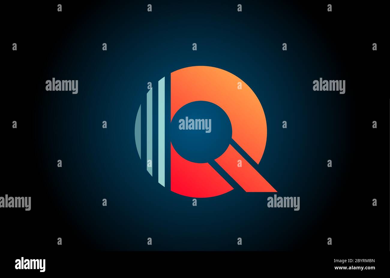 orange blue Q alphabet letter logo icon for business and company with ...