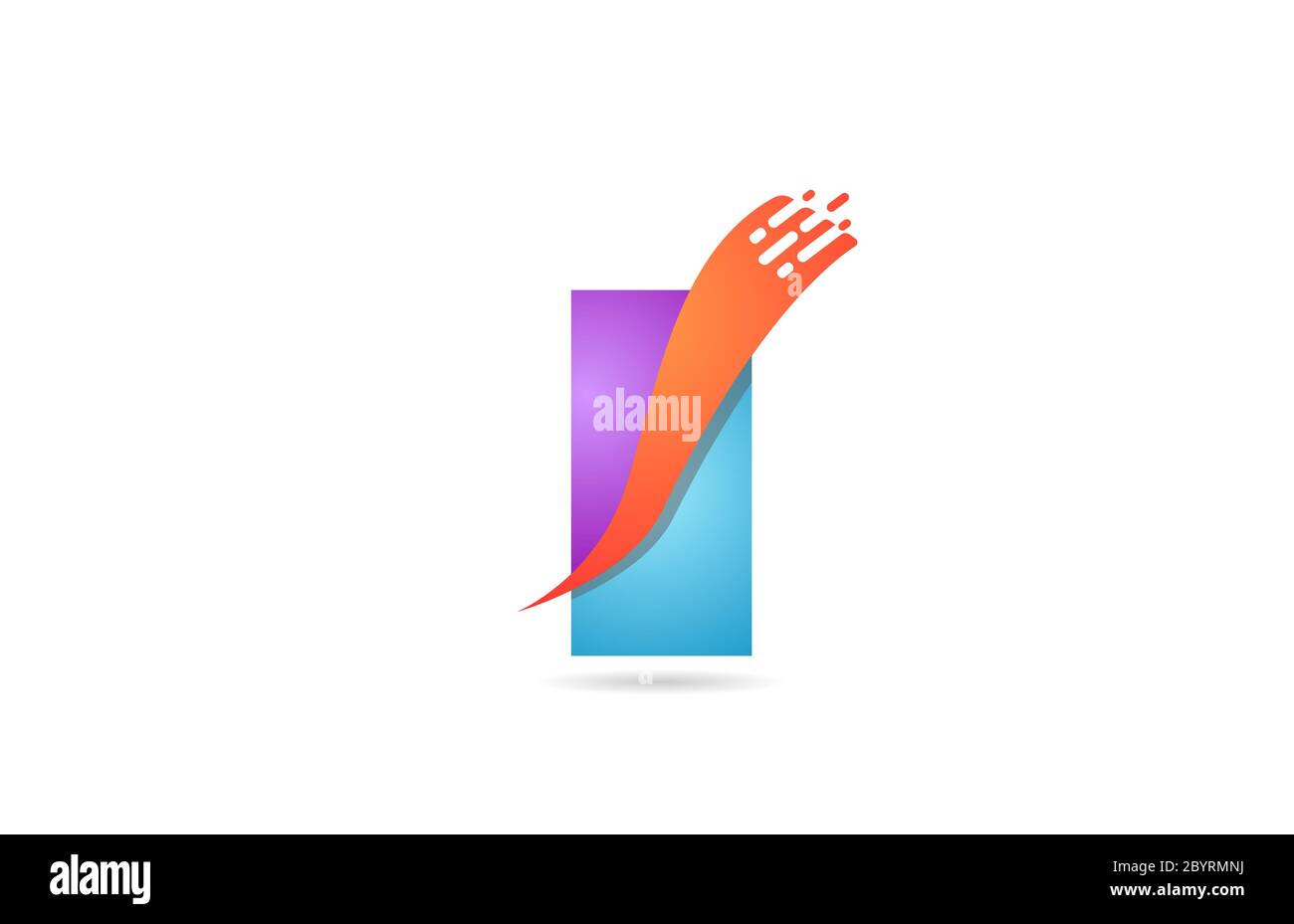 pink and blue I alphabet letter logo icon for company and business with ...
