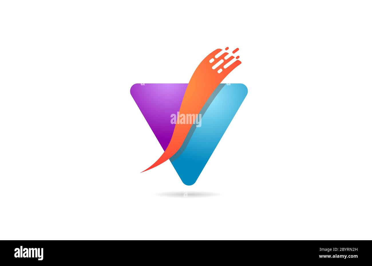 pink and blue V alphabet letter logo icon for company and business with ...