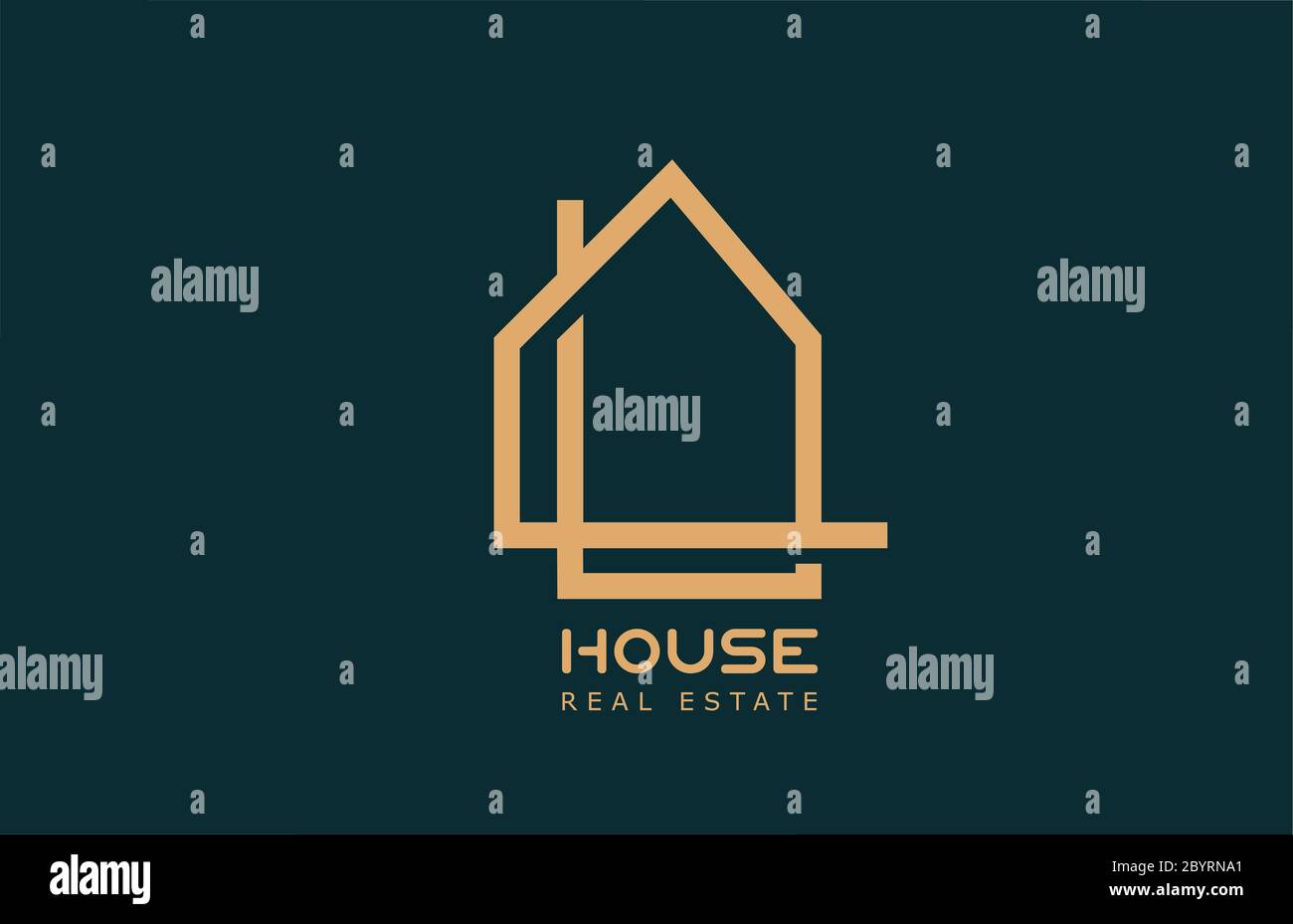 green yellow real estate house creative logo icon with line design for