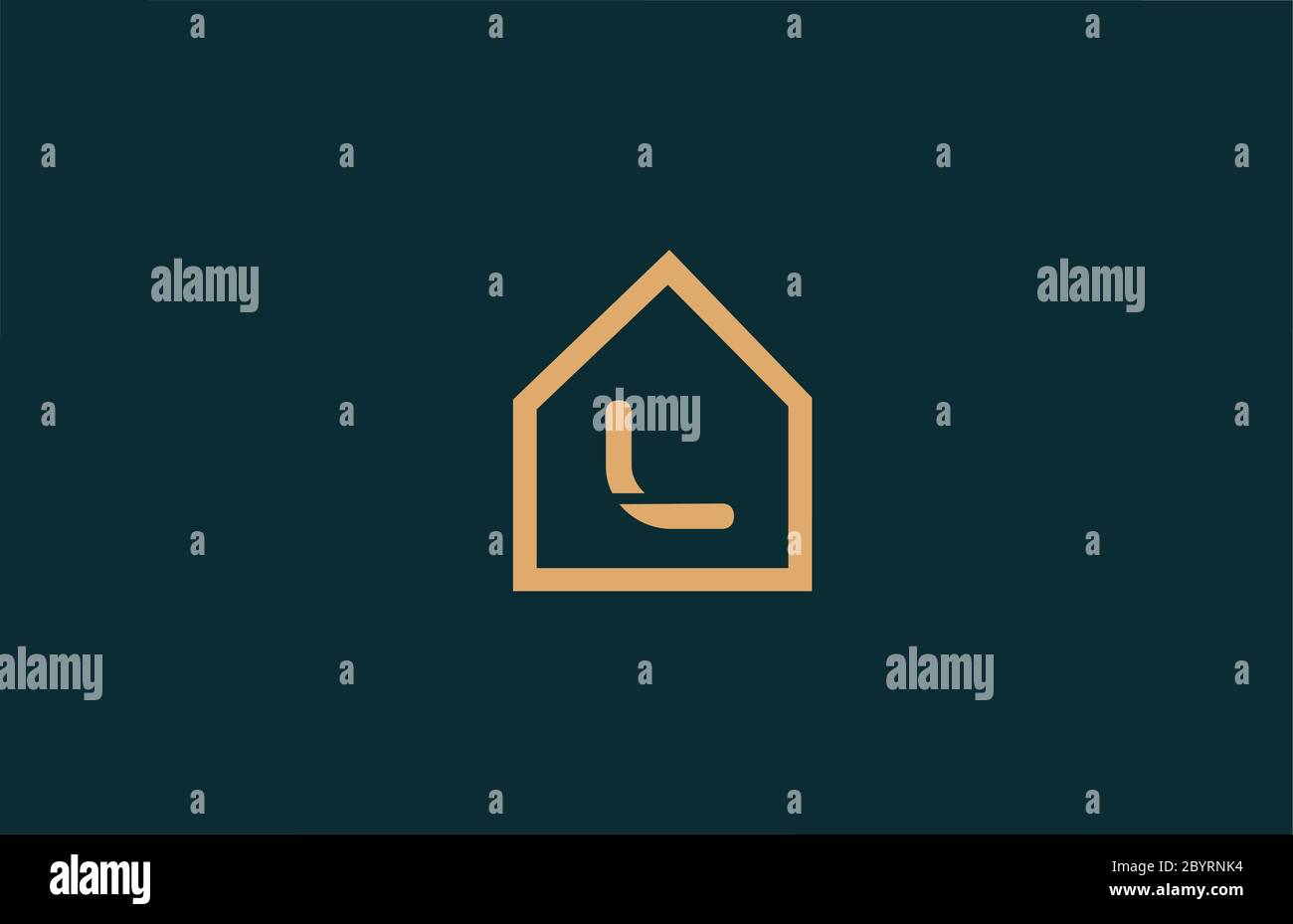 yellow L alphabet letter logo icon for business and company with house ...