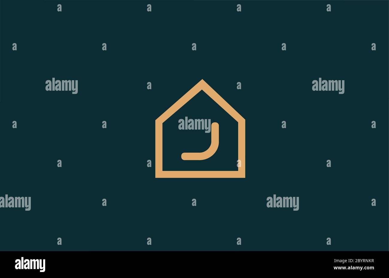 yellow J alphabet letter logo icon for business and company with house ...