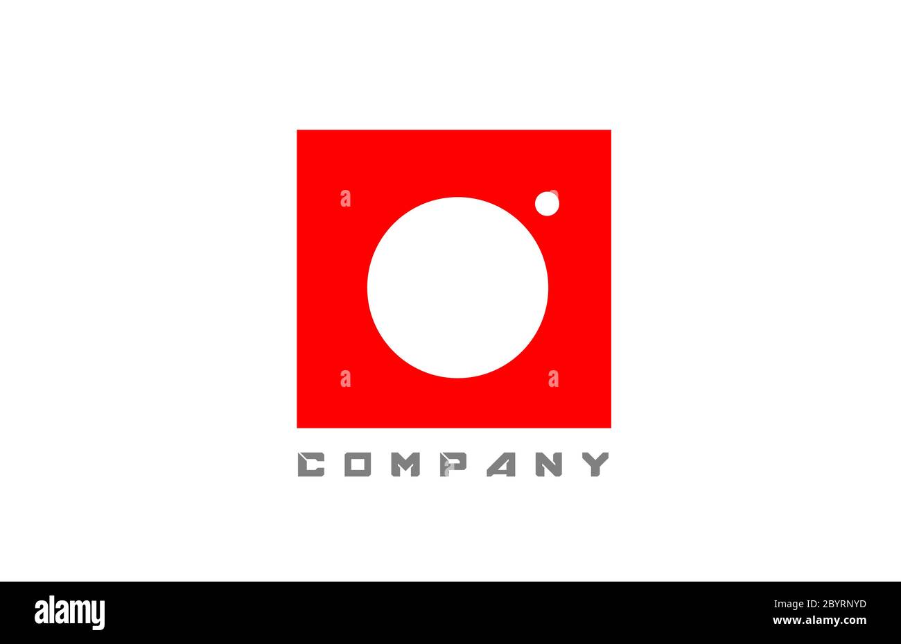 red white O alphabet letter logo icon for company and business with dot ...