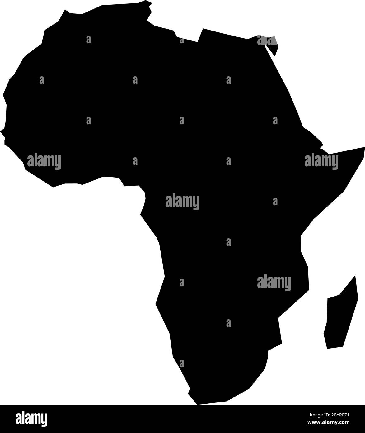 Africa black silhouette. Contour map of continent. Simple flat vector