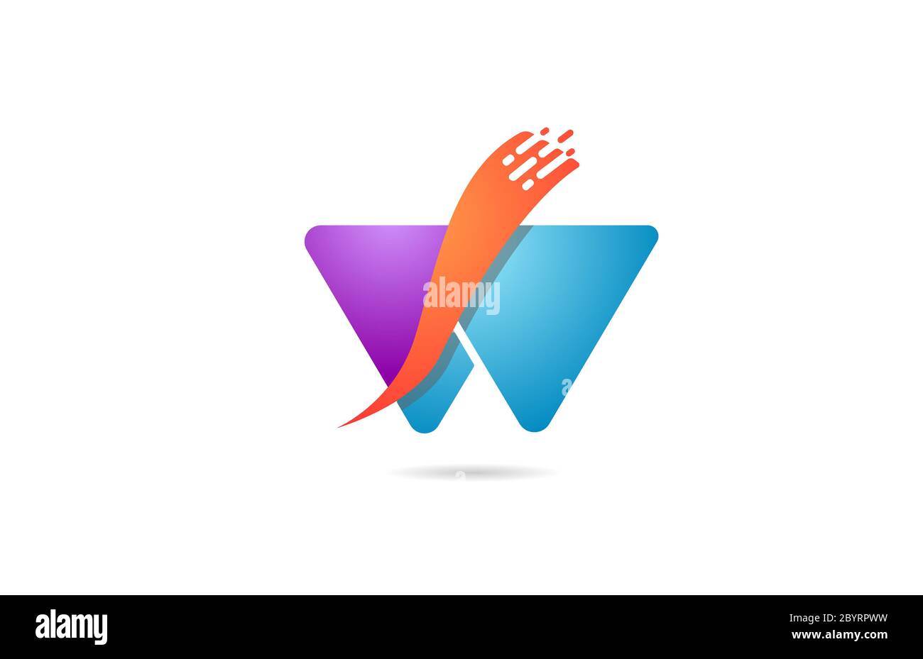 pink and blue W alphabet letter logo icon for company and business with ...