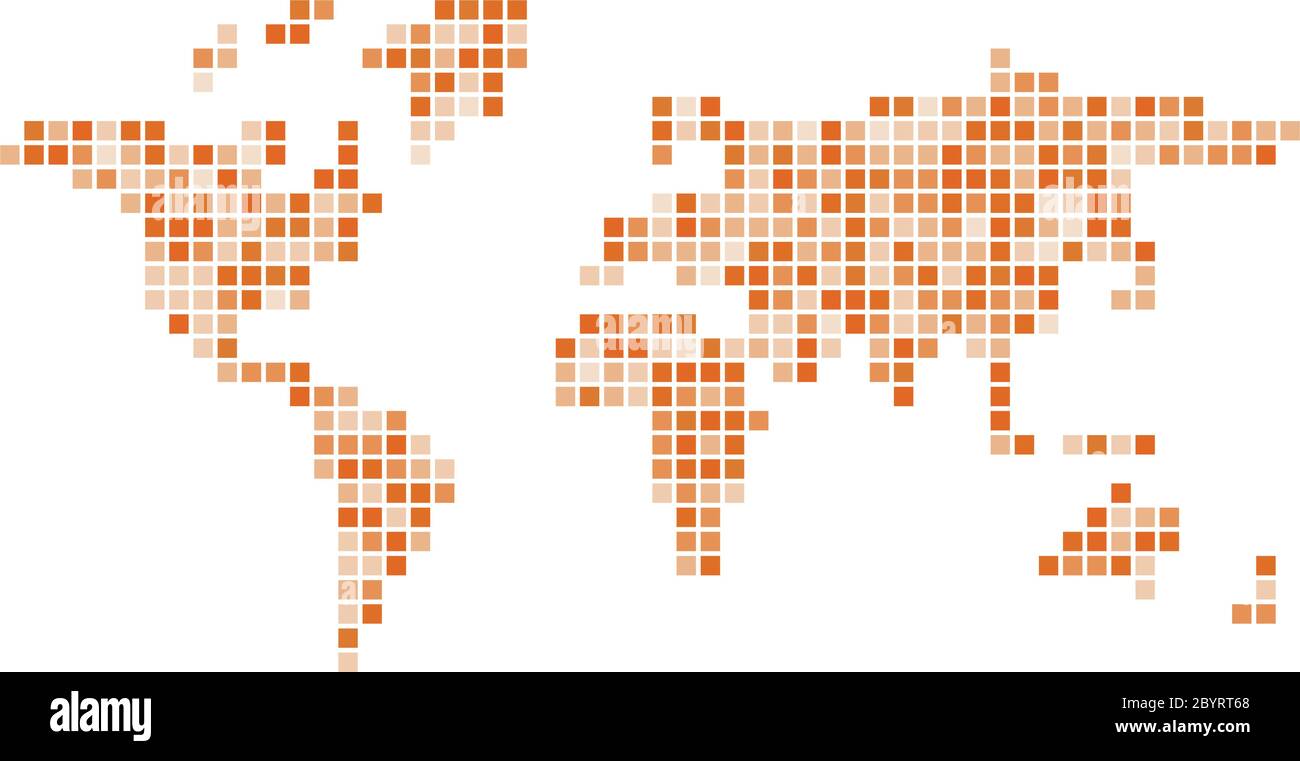 World map orange mosaic of small squares. Vector illustration Stock ...