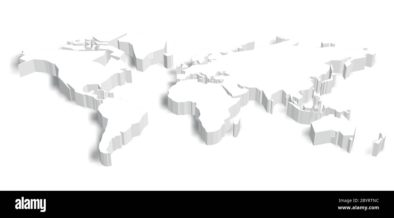 3D map of World with shadow. Vector illustration Stock Vector Image ...