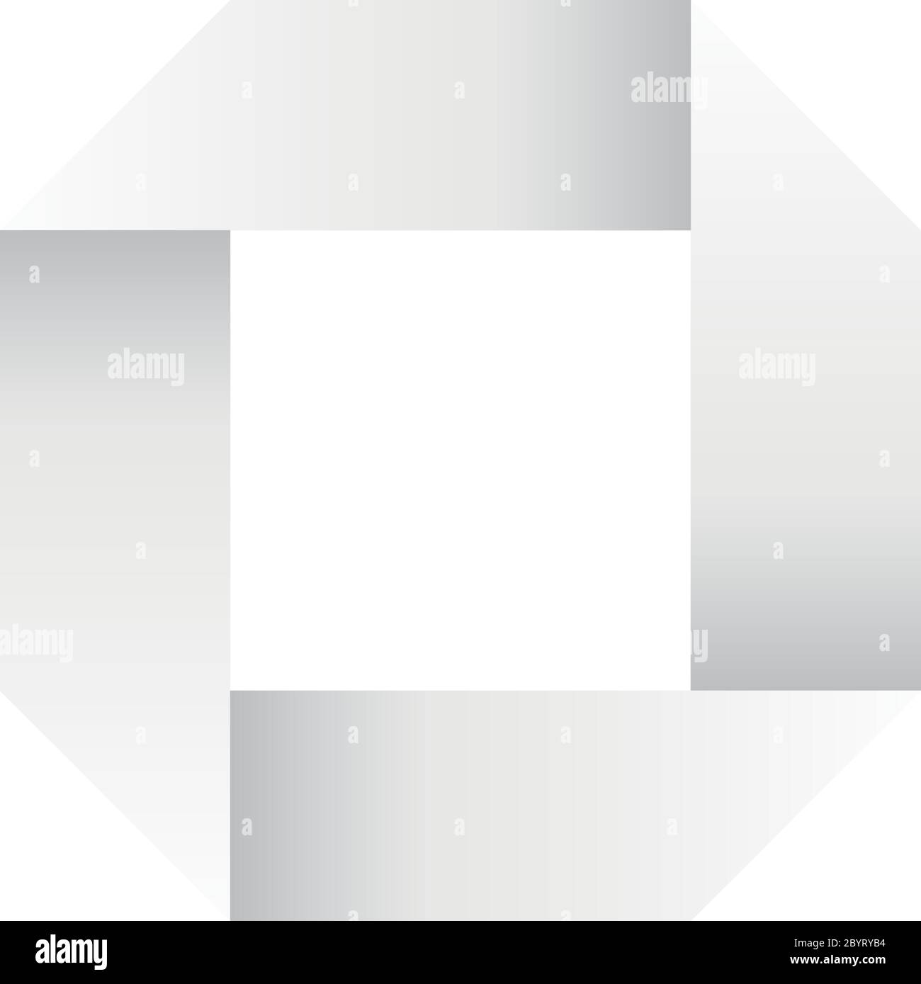 Paper white infinite ribbon loop folded in a shape of square. 3D-like ...