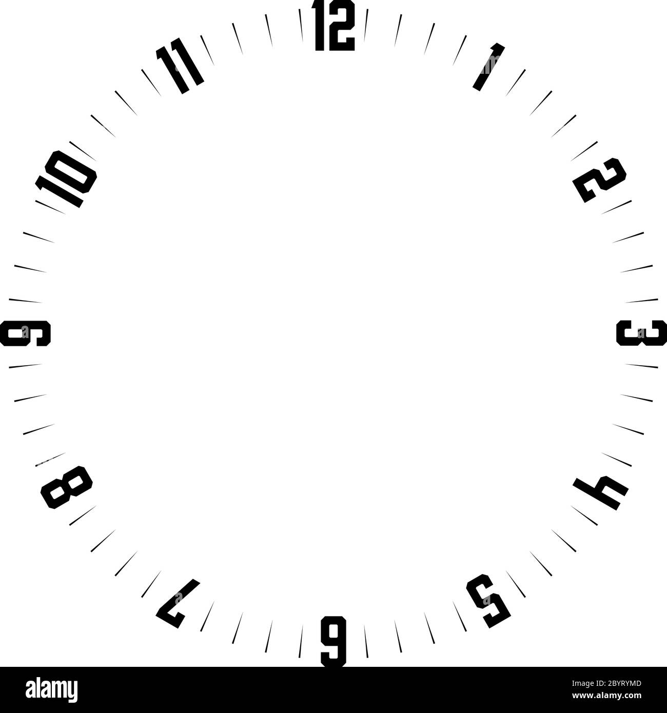 Clock face. Hour dial with numbers. Dashes mark minutes and hours. Simple flat vector