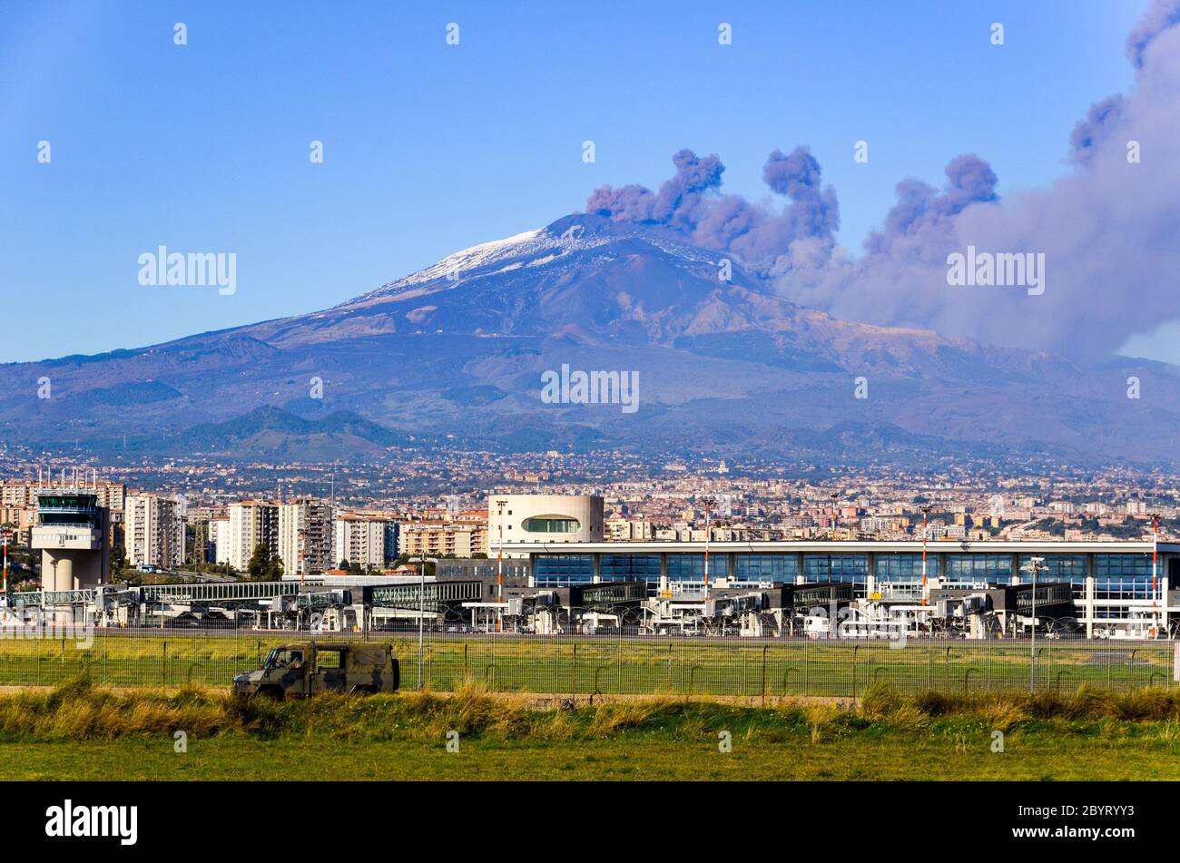 Eruption of Mount Etna (Sicily, Italy) on the 24th December 2018 Stock Photo