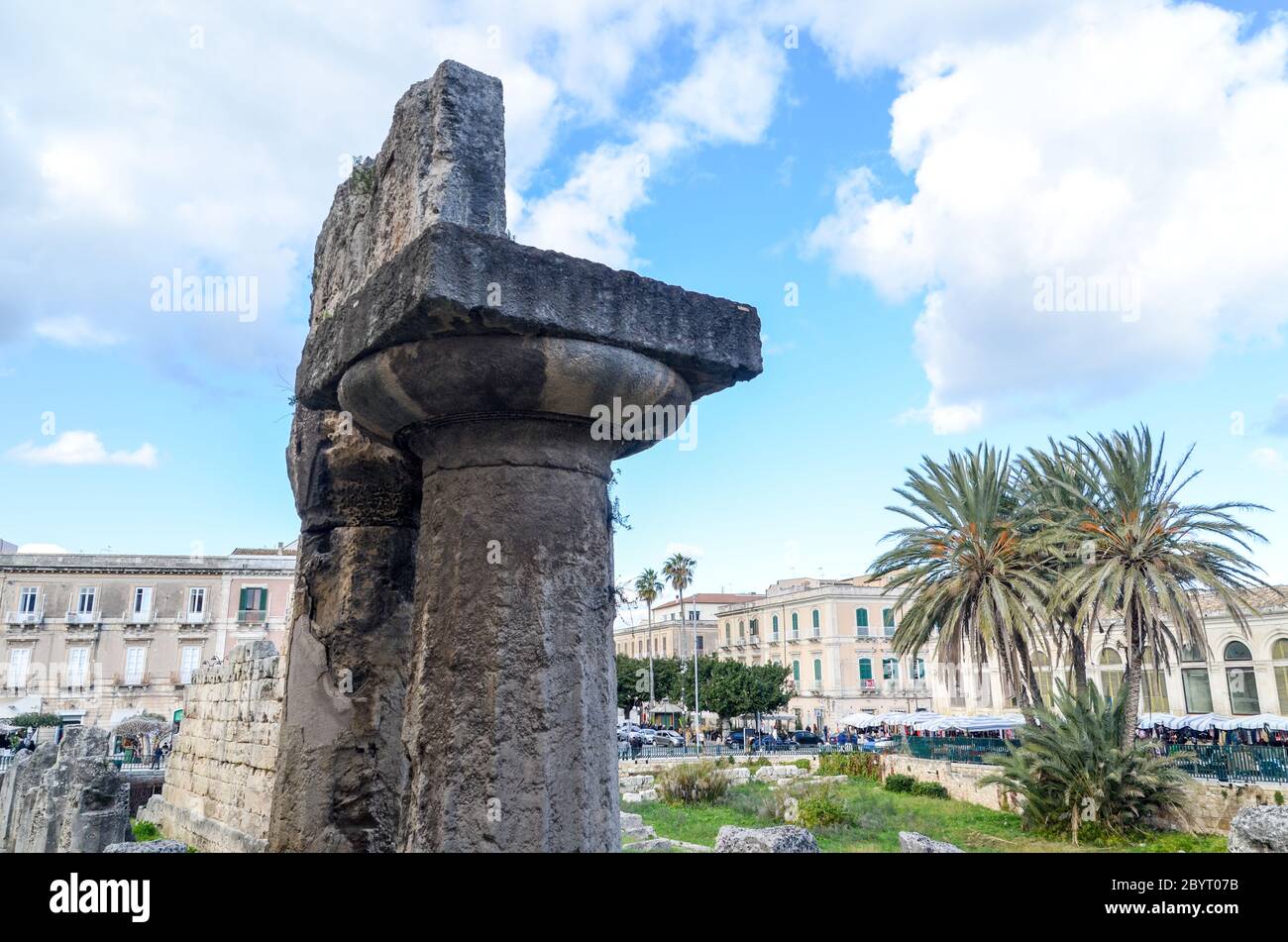 Temple of Apollo, in the city centre of Syracuse, Sicily, Italy Stock Photo