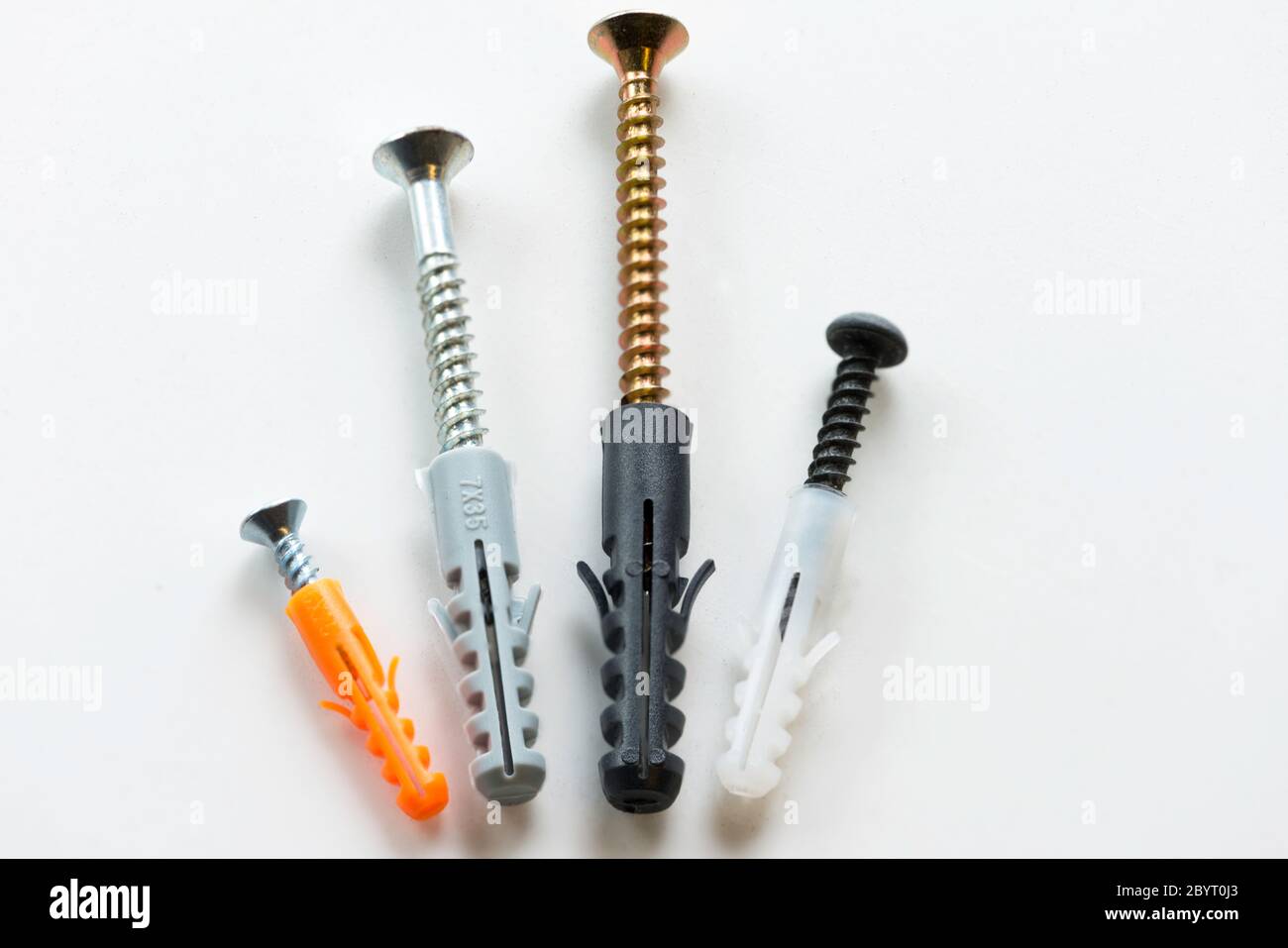 Assorted Rawlpugs with screws Stock Photo