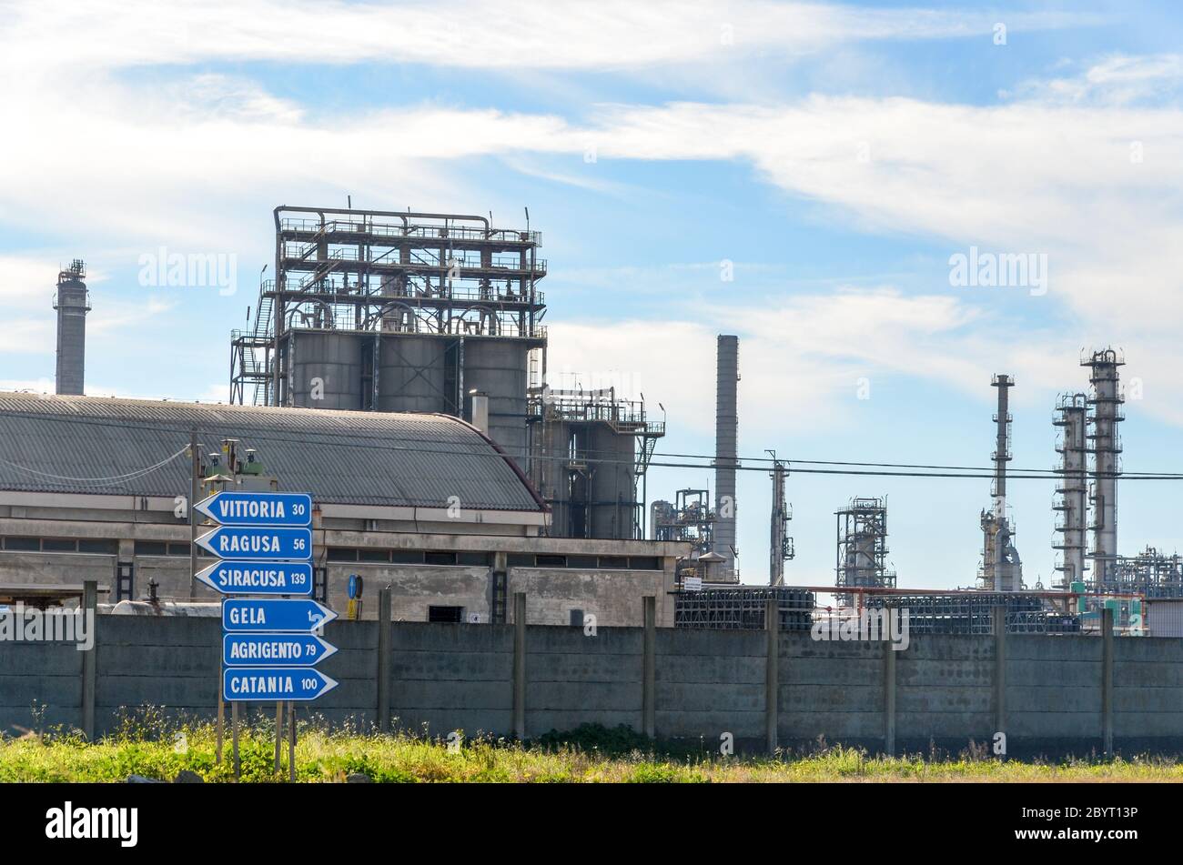 The Gela Refinery, Sicily, Italy Stock Photo